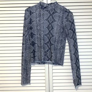 Grey mesh Snake skin Medium long sleeve shirt